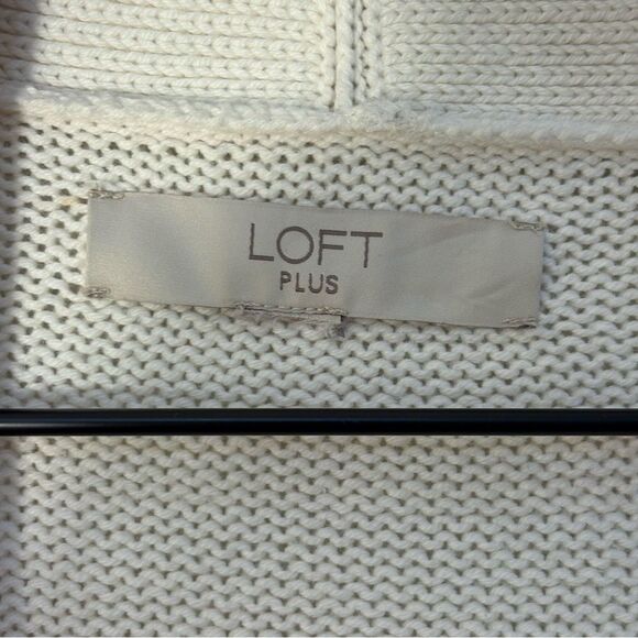 LOFT Cardigan White Navy Blue Striped Women’s XXL Open Front Pockets - Picture 9 of 13